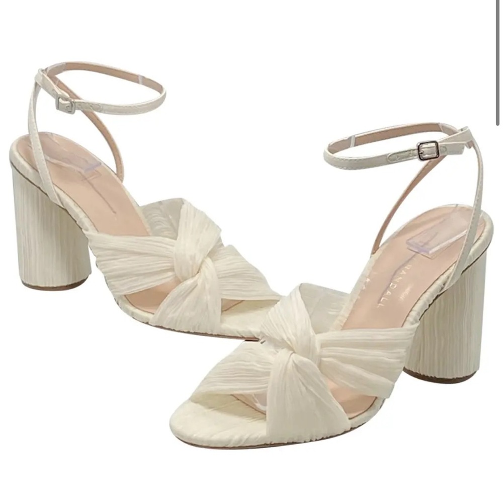 Loeffler Randall Cream Block Heel Sandals